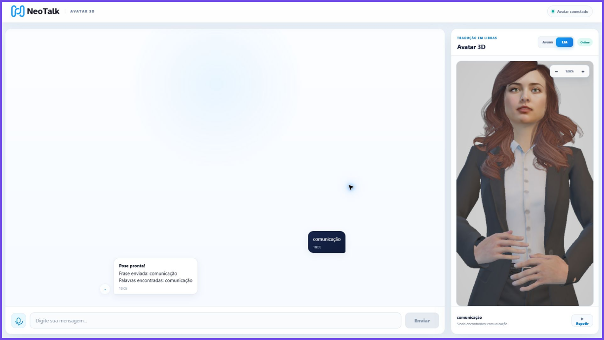 NeoTalk: interface de tradução para Libras com avatar 3D